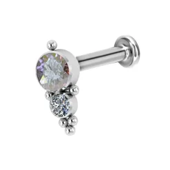 Tytanowy labret ozdobny - Premium Zirconia - kolorowy - TGW-071