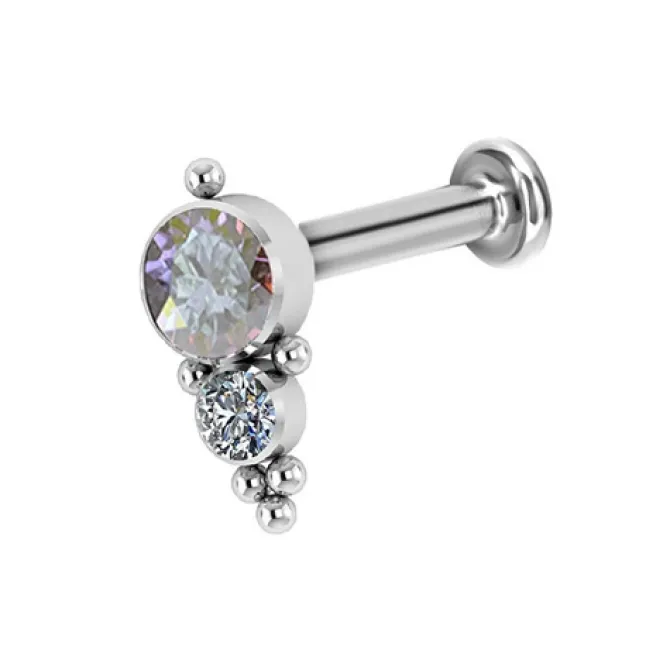 Tytanowy labret ozdobny - Premium Zirconia - kolorowy - TGW-071