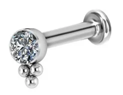 Tytanowy labret ozdobny - Premium Zircon - TGW-016