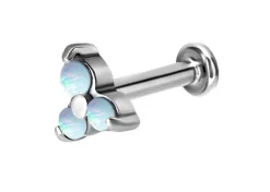 Tytanowy labret ozdobny - opal - gwint wewnętrzny - TGW-025