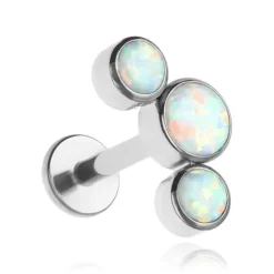 Tytanowy labret ozdobny - jasnoniebieski opal OP17 - TGW-003