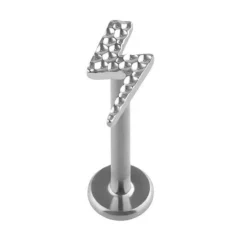 Tytanowy labret srebrny piorun