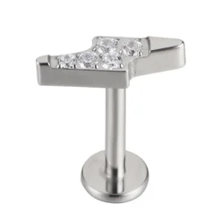 Tytanowy labret srebrny piorun - TGW-105