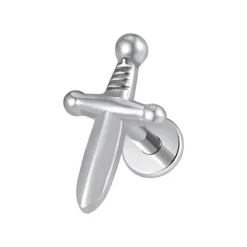 Tytanowy labret srebrny sztylet - TGW-109