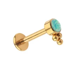 Tytanowy labret złoty z opalem OP03 - TGW-065